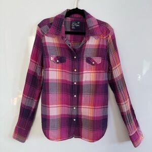 American Eagle Outfitters Flannel Shirt Purple and Pink